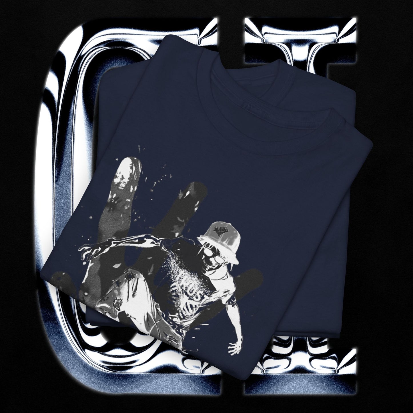 Skater Splash Tee – Unisex Heavy Cotton T-Shirt | Urban Grunge Skateboarding Graphic showcasing a skateboarder in a gritty design.