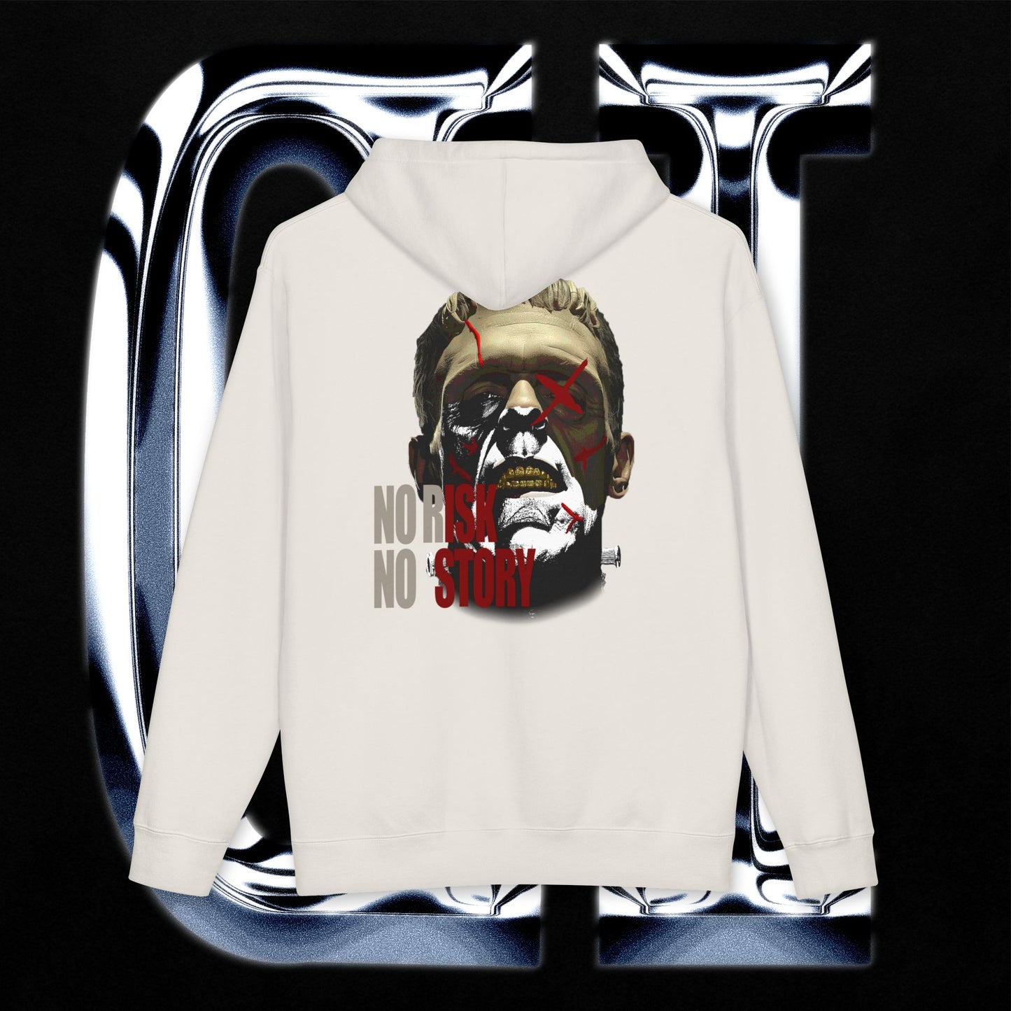 No Risk No Story "Guilt Haven" Hoodie — Graphic Pullover for Bold Adventurers