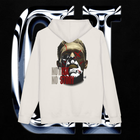 No Risk No Story "Guilt Haven" Hoodie — Graphic Pullover for Bold Adventurers