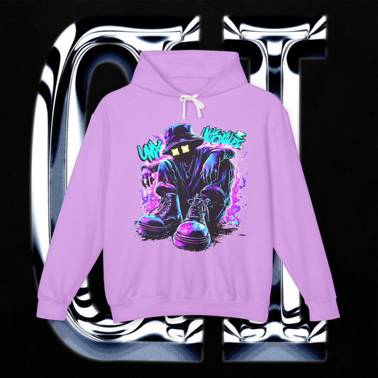 Mystery Shadow Hoodie — Neon Grunge “Who’s Watching” Streetwear