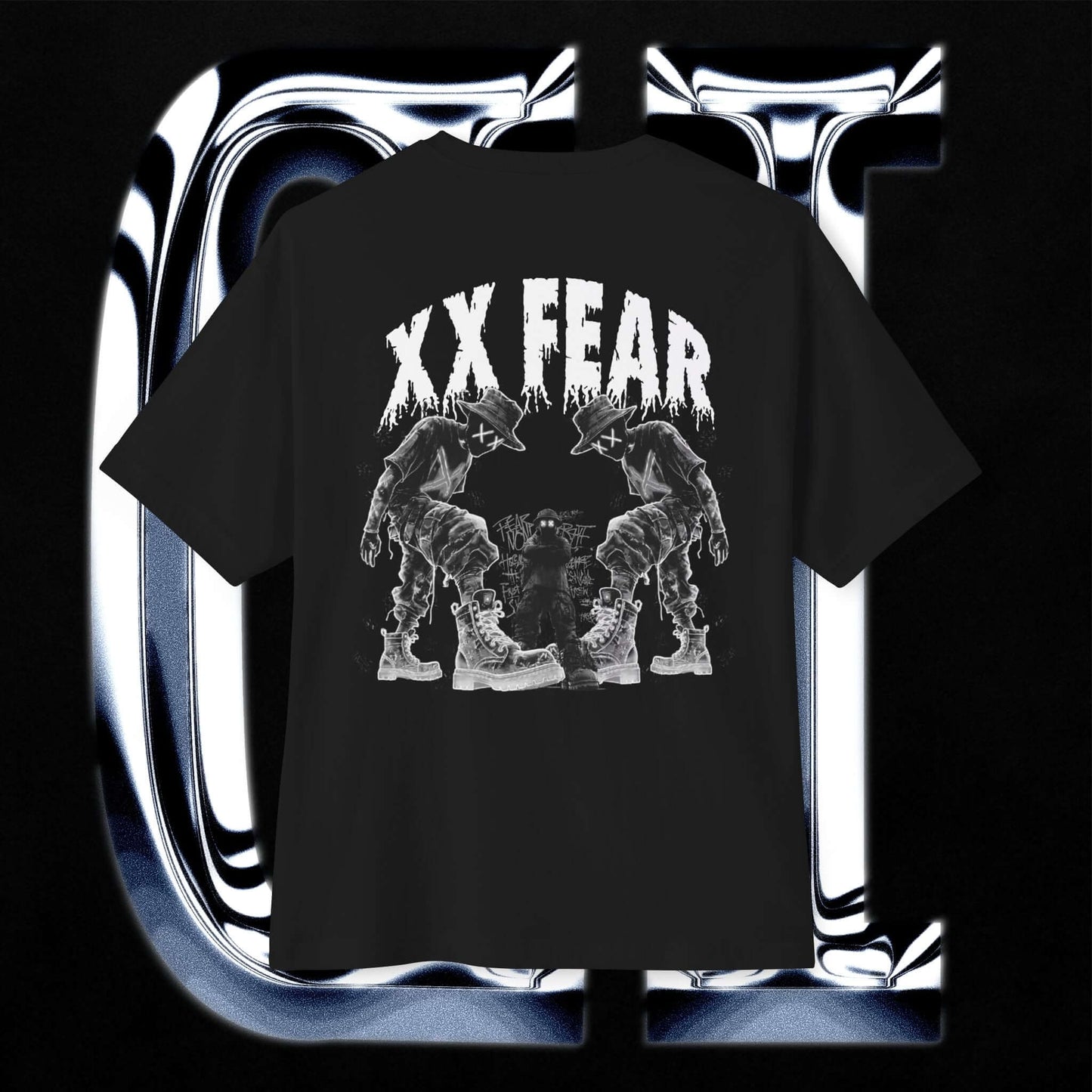 Oversized Boxy Tee XX Fear Guilt Haven Streetwear featuring bold graphics and a relaxed fit design.