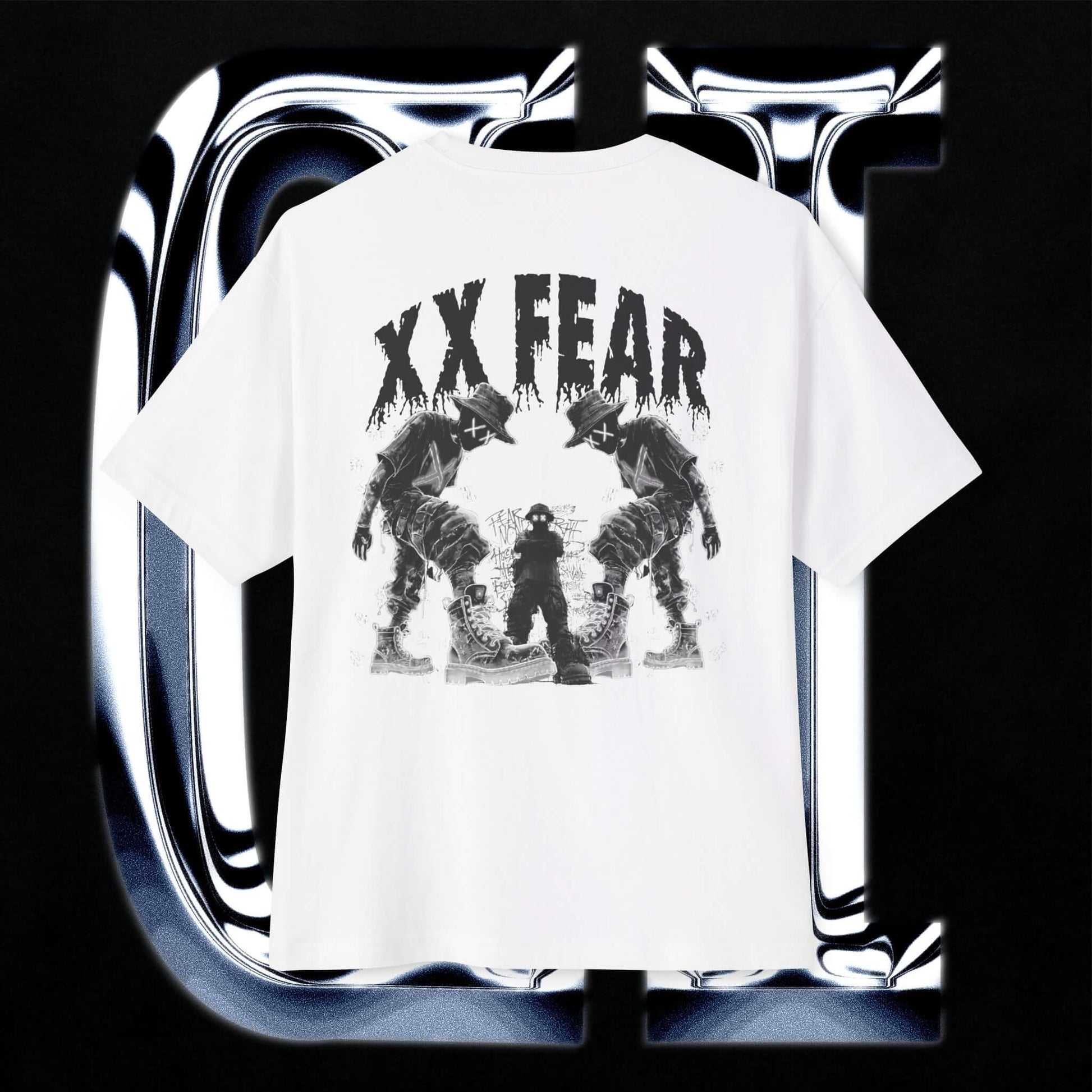 Oversized Boxy Tee XX Fear Guilt Haven Streetwear with bold graphics and relaxed fit for trendy streetwear style.