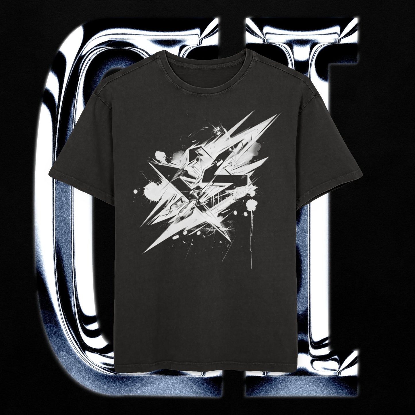 Oversized Black Acid Wash Graphic Tee – Edgy Streetwear Shirt for Summer, Concerts & Casual Style