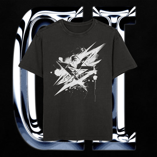 Oversized Black Acid Wash Graphic Tee – Edgy Streetwear Shirt for Summer, Concerts & Casual Style