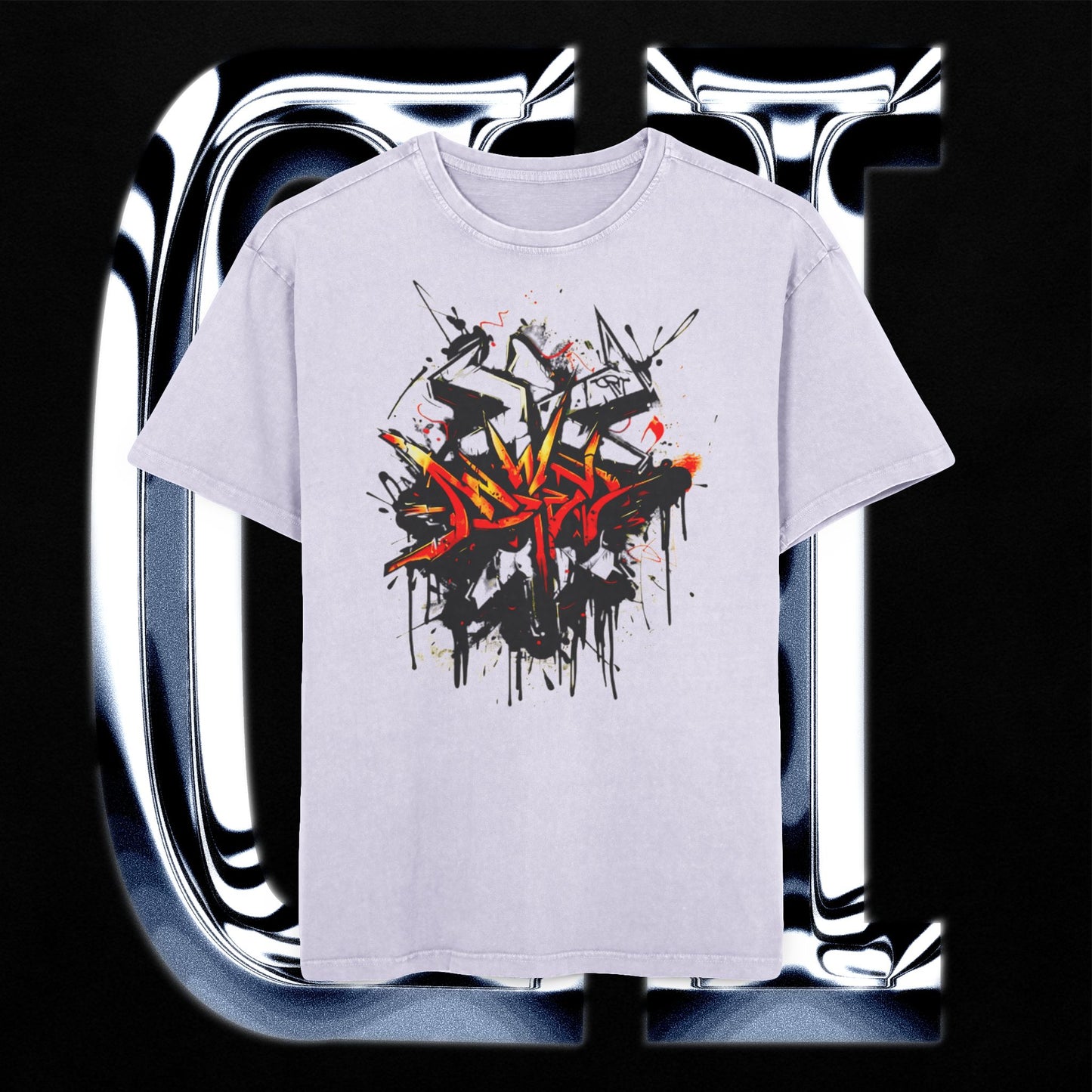 Urban Graffix Drip Tee – Street Art Style Graphic Oversized T-Shirt featuring an acid wash design and eye-catching graphic.