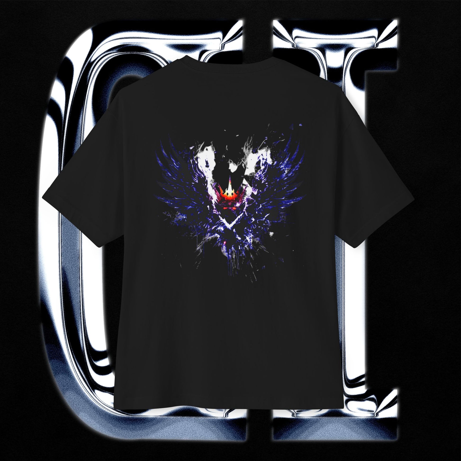 Dark Phoenix Crown – Unisex Oversized Graphic Tee | Streetwear Boxy Fit T-Shirt showcasing a striking phoenix design.