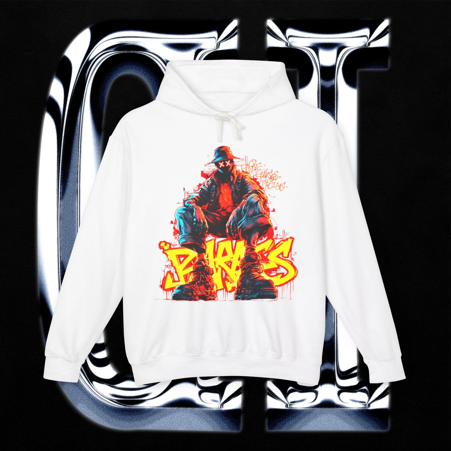Fear Truth Streetwear hoodie with graffiti-style art, perfect for urban bikers, featuring the focus keyword 'ur'.