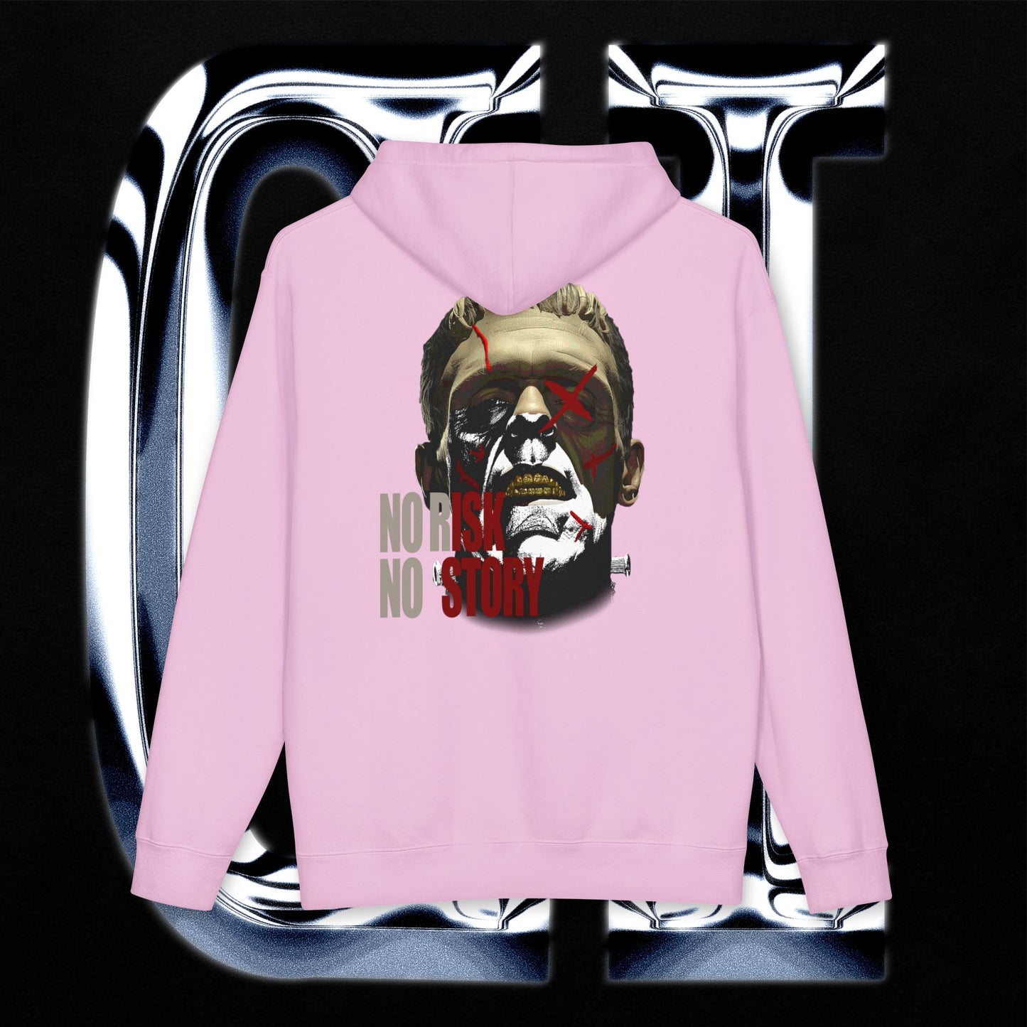 No Risk No Story "Guilt Haven" Hoodie — Graphic Pullover for Bold Adventurers
