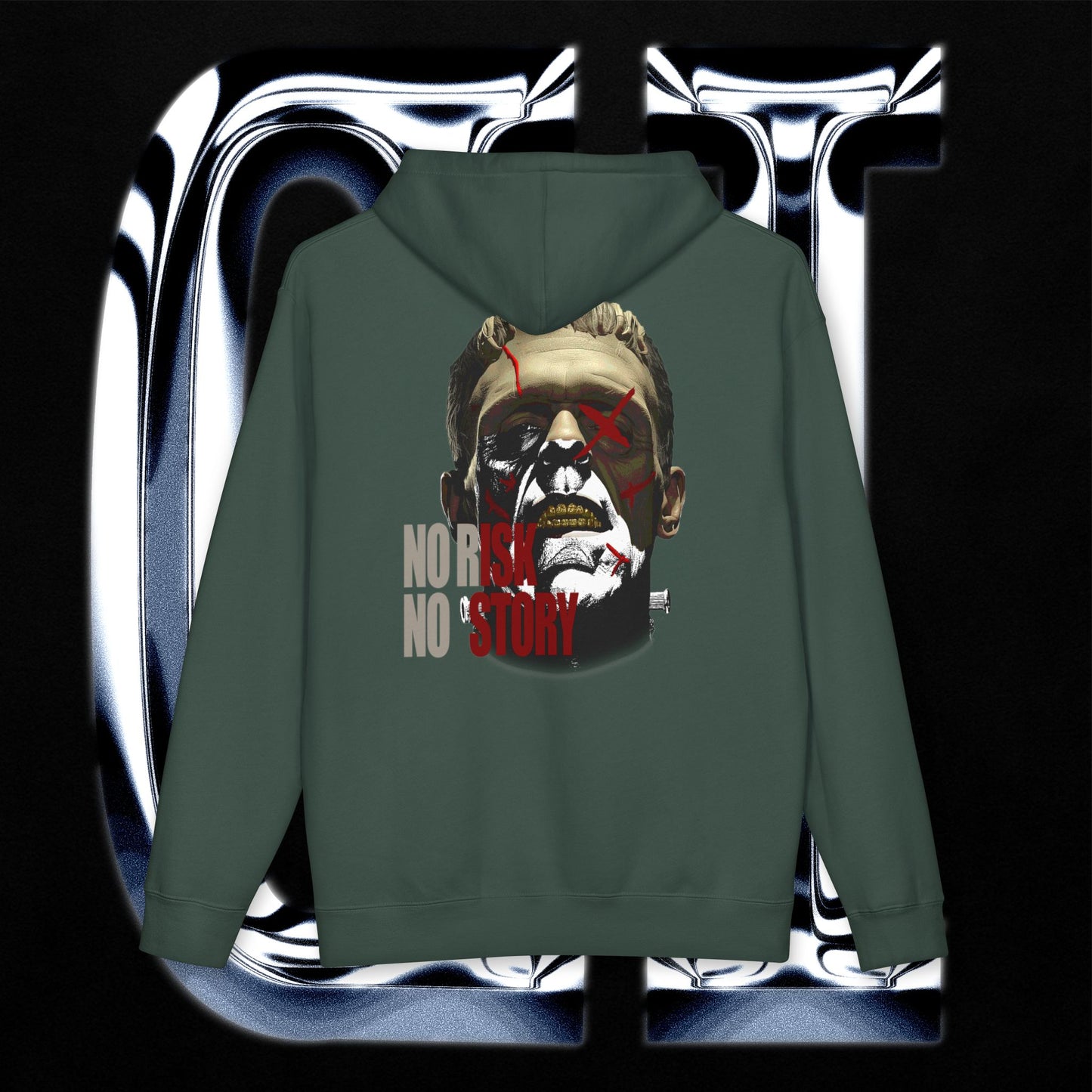 No Risk No Story "Guilt Haven" Hoodie — Graphic Pullover for Bold Adventurers