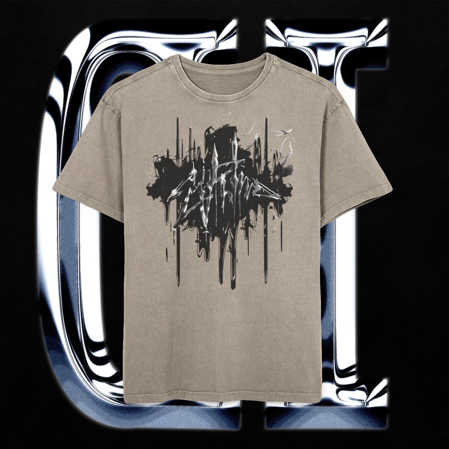 Oversized Acid Wash Tee – Fire Graphic Streetwear Shirt, Festival Outfit, Edgy Urban Style