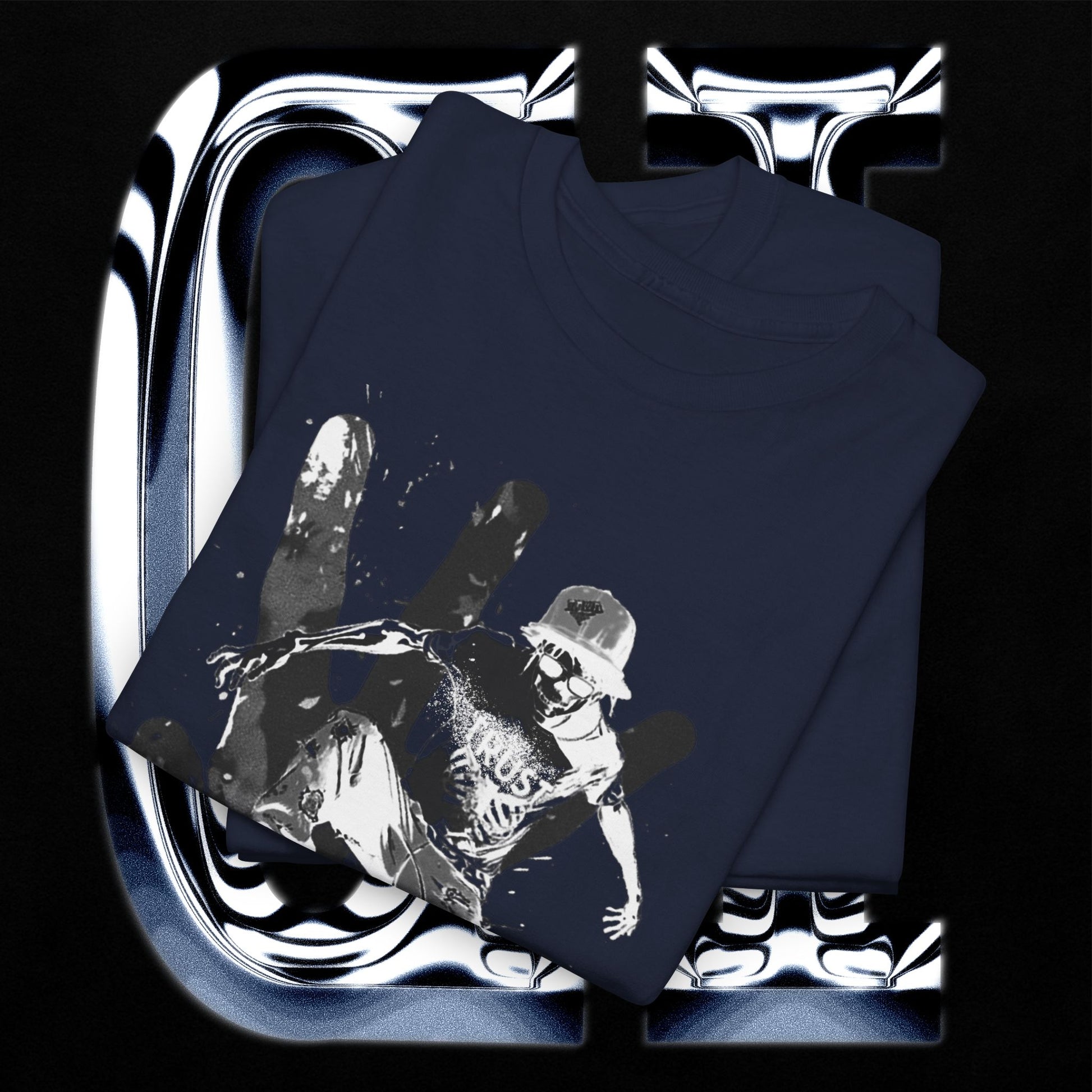 Skater Splash Tee – Unisex Heavy Cotton T-Shirt | Urban Grunge Skateboarding Graphic showcasing a skateboarder in a gritty design.