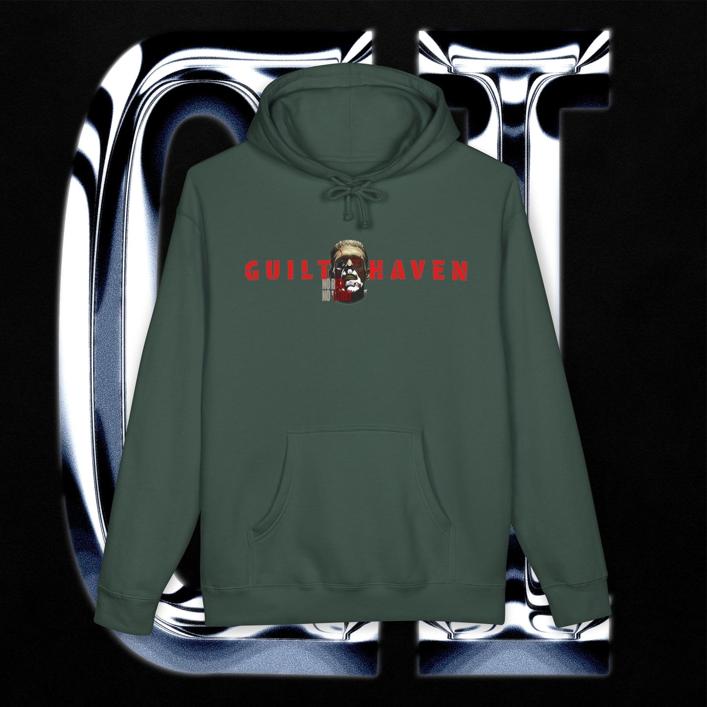 No Risk No Story "Guilt Haven" Hoodie — Graphic Pullover for Bold Adventurers