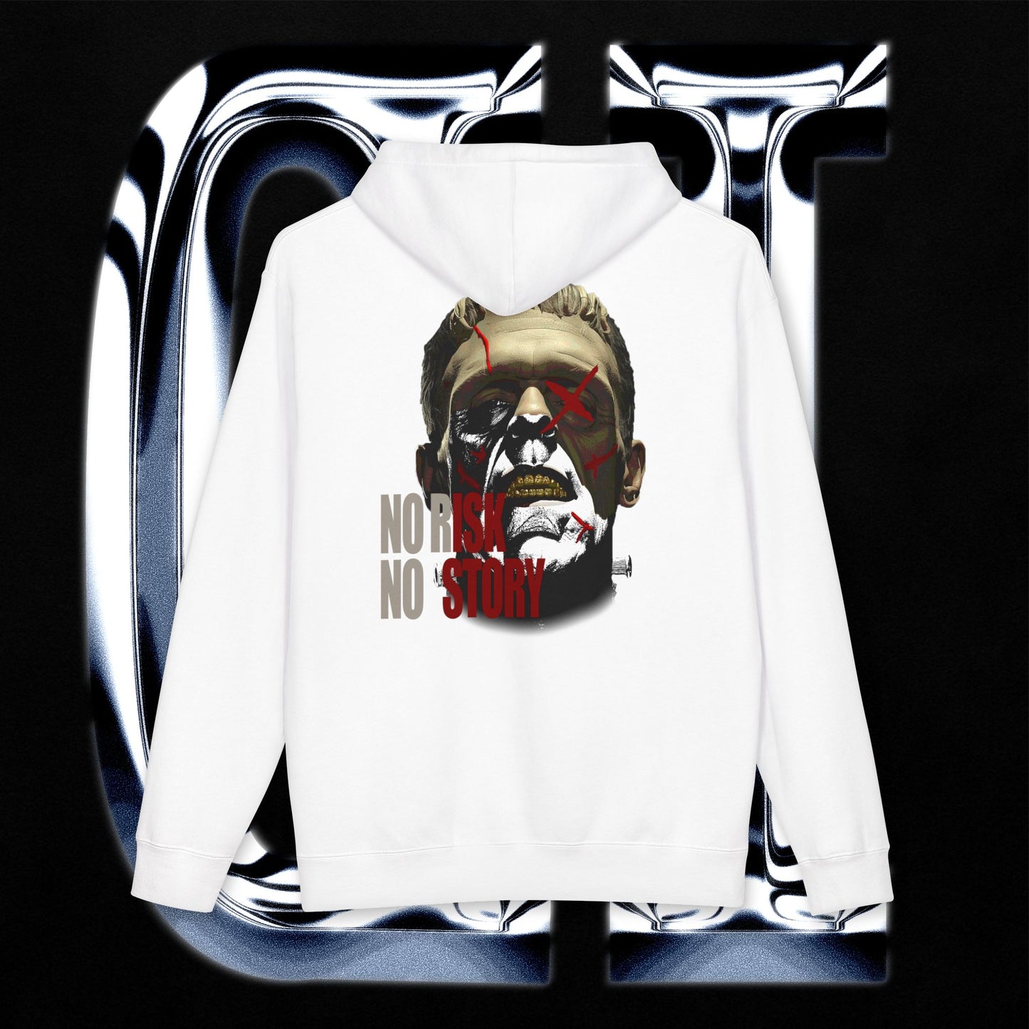 No Risk No Story "Guilt Haven" Hoodie — Graphic Pullover for Bold Adventurers