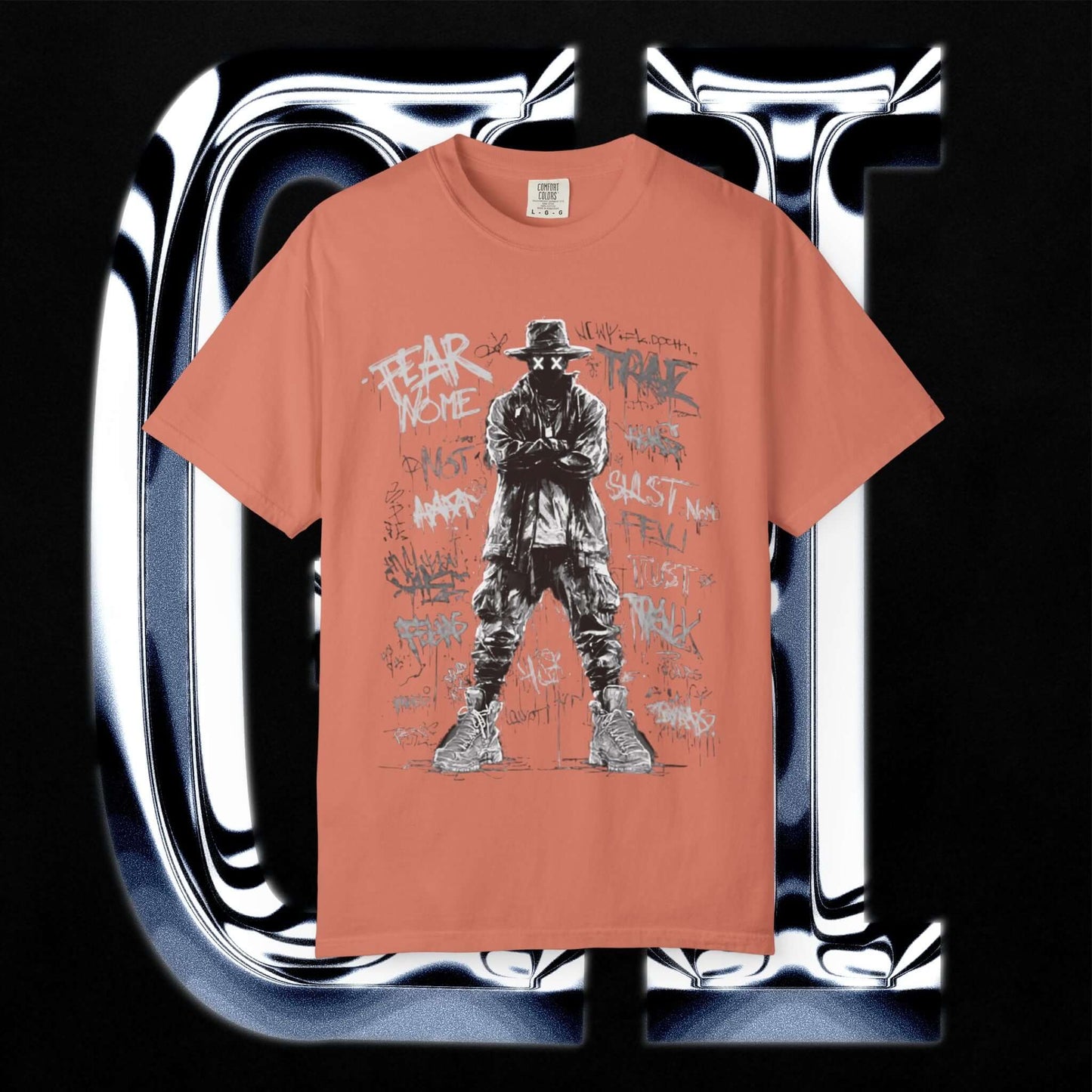 Garment-Dyed Streetwear Tee – Fear Non-Graphic on display, featuring bold Fear None graphic design in a relaxed fit.